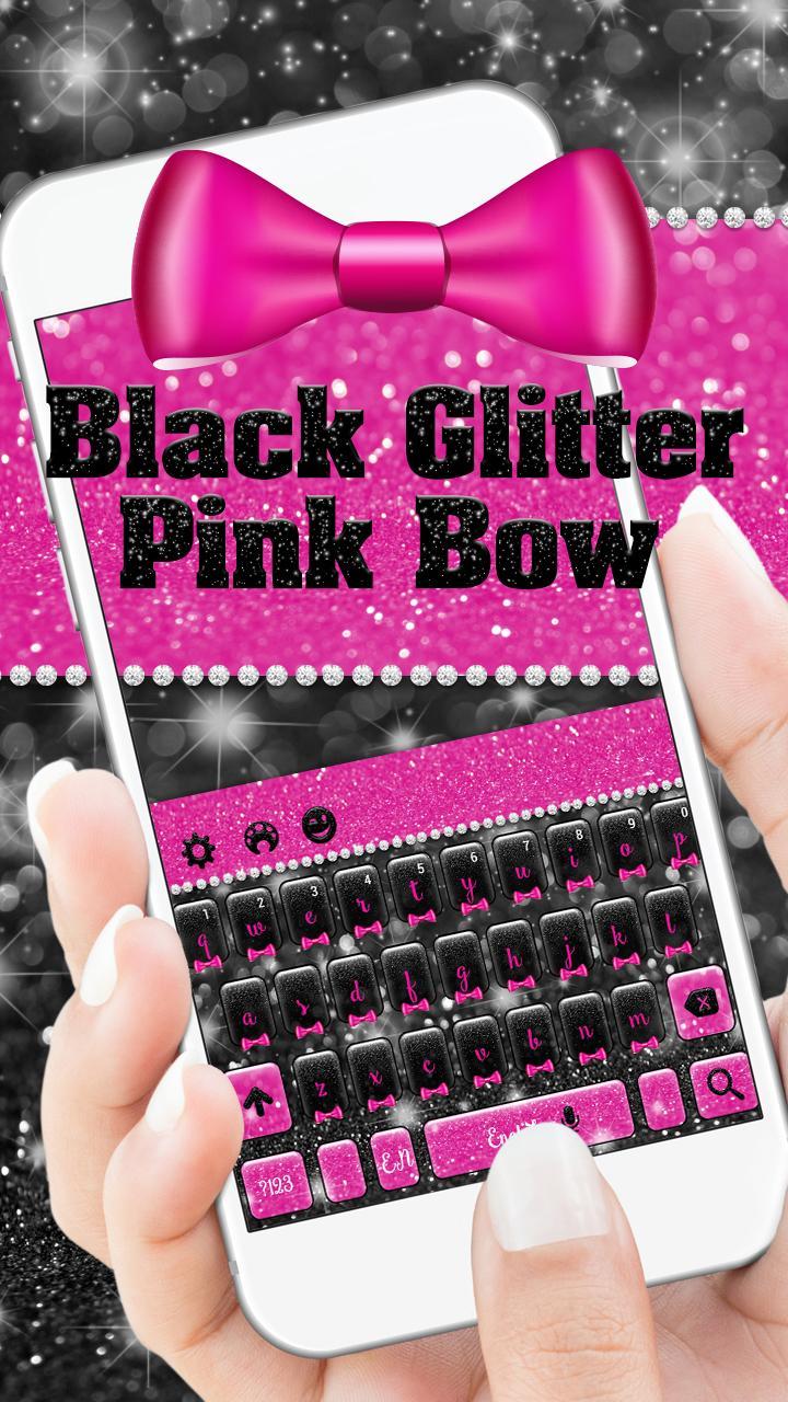 Black Glitter Pink Bow